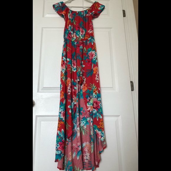NEW LOOK red floral romper dress off shoulder ! - Picture 3 of 5